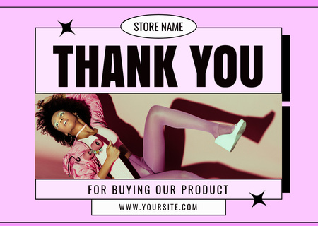 Ontwerpsjabloon van Card van Bedankt voor het kopen van een modeproduct