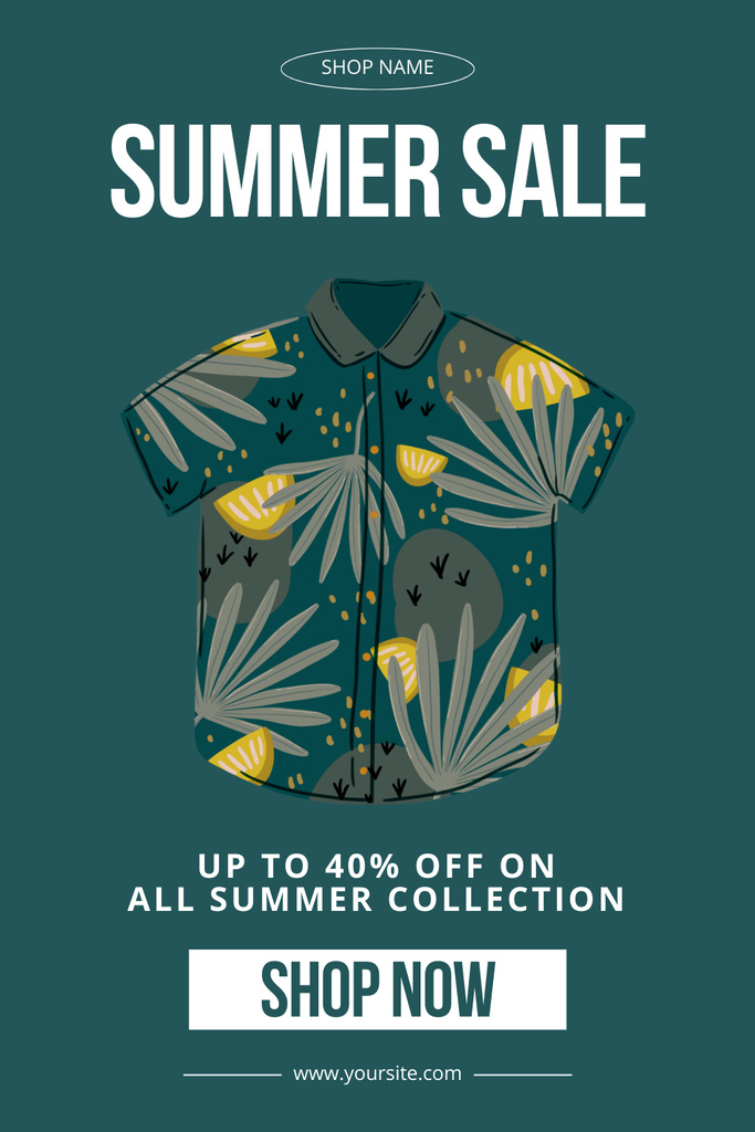 Ontwerpsjabloon van Pinterest van Summer Sale of Hawaiian Shirts