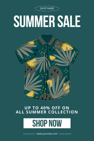 Plantilla de diseño de Rebajas de Verano de Camisas Hawaianas Pinterest 