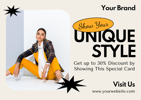 Unique Style Clothes Sale Ad Layout with Photo Card Design Template