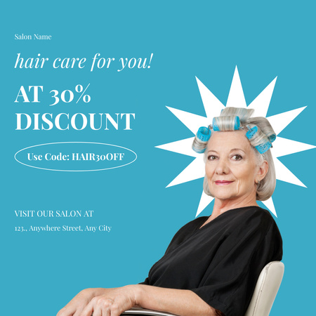 Offer of Haircut with Nice Elder Lady Instagram Design Template