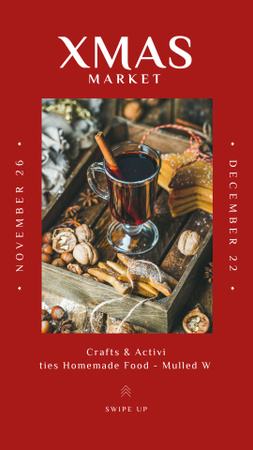 Mulled Wine for Christmas on Red Instagram Story Design Template