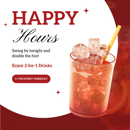 Plantilla de diseño de Happy Hours con cócteles fríos de diseño Instagram 