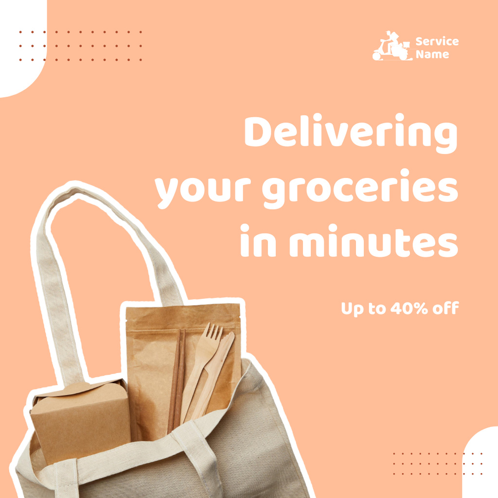 Groceries Delivery Service Offer Instagram AD Design Template