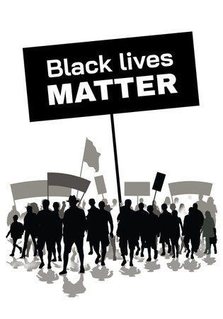 Plantilla de diseño de Desfile contra el racismo con siluetas de personas Poster 28x40in 