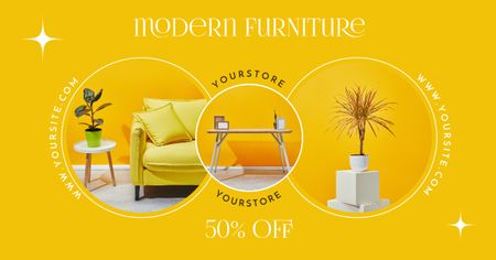 Designvorlage Angebot von Möbeln in leuchtend gelben Farben für Facebook AD