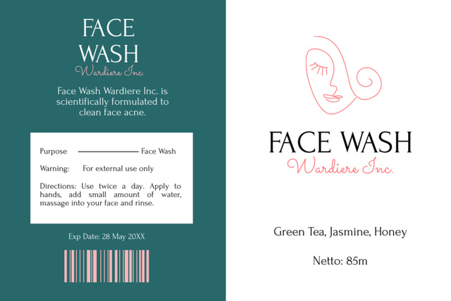 Natural Ingredients Face Wash Label Tasarım Şablonu