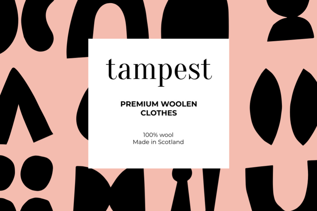 Ontwerpsjabloon van Label van Woolen Clothes ad on abstract pattern