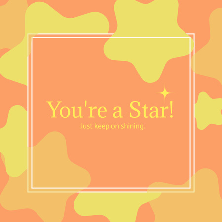 Olet tähti-itsetunto-lause oranssilla Instagram Design Template