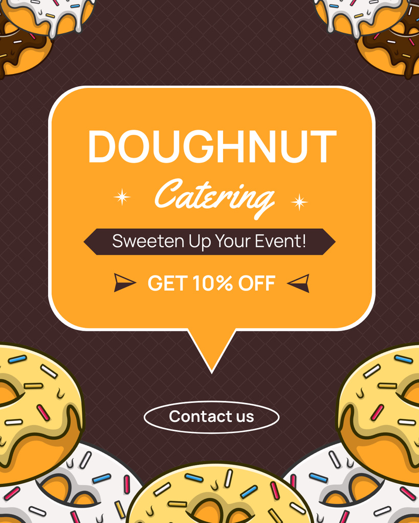 Doughnut Catering Services with Bright Illustration of Donuts Instagram Post Vertical Tasarım Şablonu