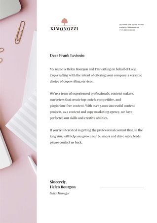 Copywriters agency official offer Letterhead tervezősablon