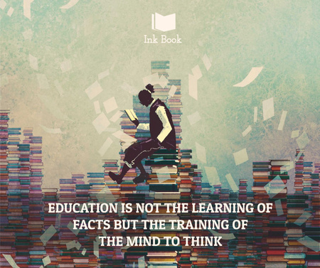 Education Inspiration Man on stack of Books Facebook Design Template