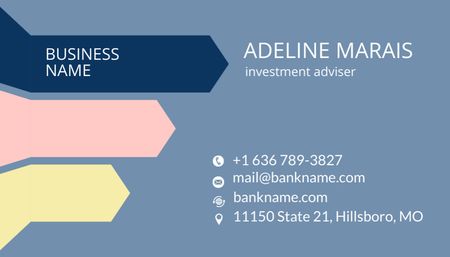 Professional Investment Advisory Services In Blue Business Card US Design Template