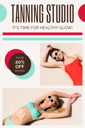 Reduced Prices for Tanning Studio Services Pinterest Design Template