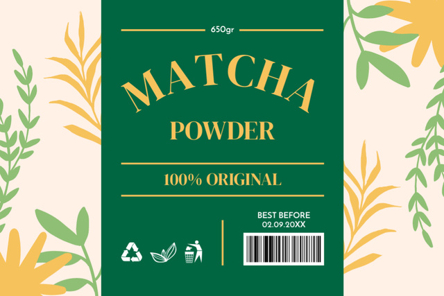 Original Matcha Powder In Package Offer Label Šablona návrhu
