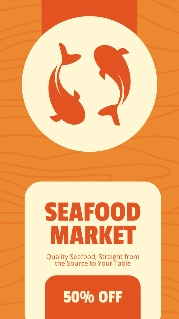Ad of Seafood Market with Illustration of Fish Instagram Story Tasarım Şablonu