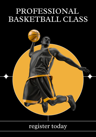 Professional Basketball Lessons Offer Poster Design Template