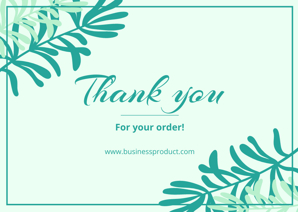Template di design Thank you for your Order Message with Leaves Illustration Card