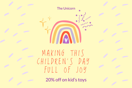 Children's Day Offer with Rainbow Postcard 4x6in Design Template