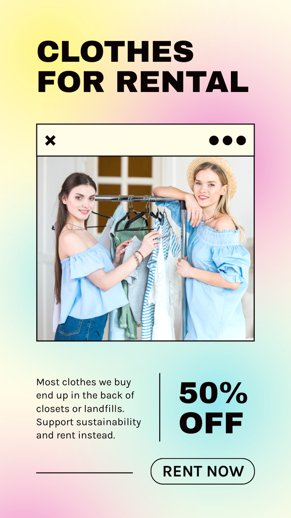Designvorlage Rental clothes service discount für Instagram Story
