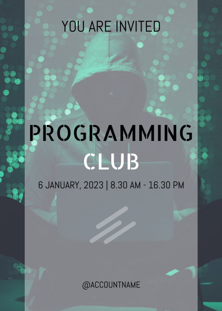 Programming Club Announcement With Laptop Invitationデザインテンプレート