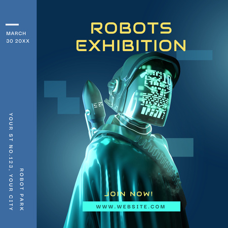 Ontwerpsjabloon van Instagram van Advertentie voor tentoonstelling over robots