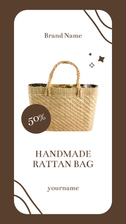 Designvorlage Offer Discounts on Handmade Rattan Bags für Instagram Story