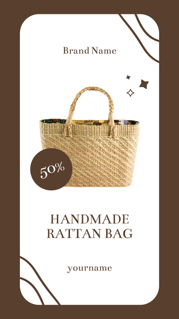 Plantilla de diseño de Offer Discounts on Handmade Rattan Bags Instagram Story 