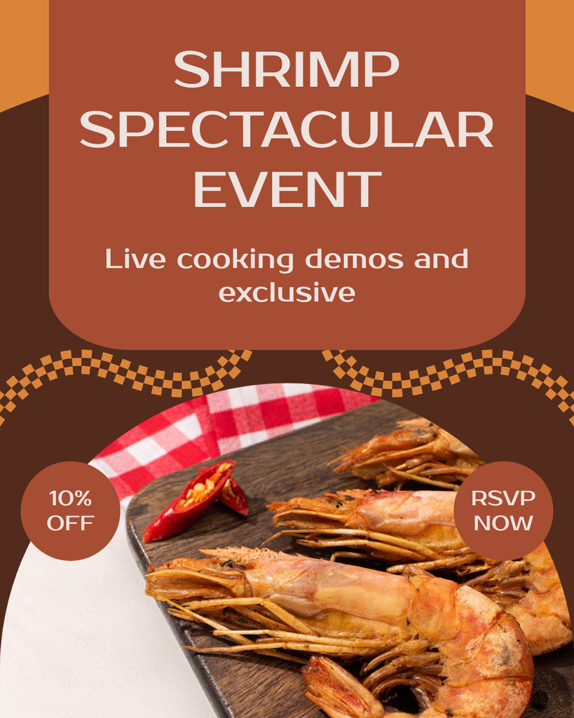 Ad of Event with Shrimps and Seafood Instagram Post Vertical tervezősablon