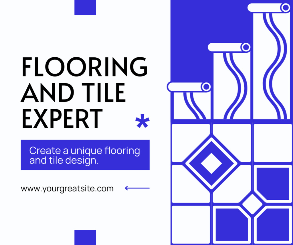 Designvorlage Services of Unique and Expert Flooring & Tiling für Facebook