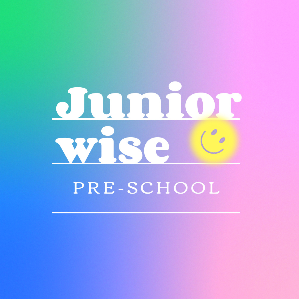 Preschool Announcement with Cute Emoji Logo Design Template