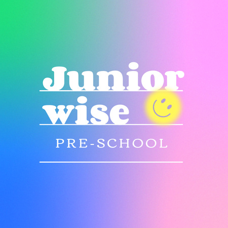 Preschool Announcement with Cute Emoji Logo Design Template