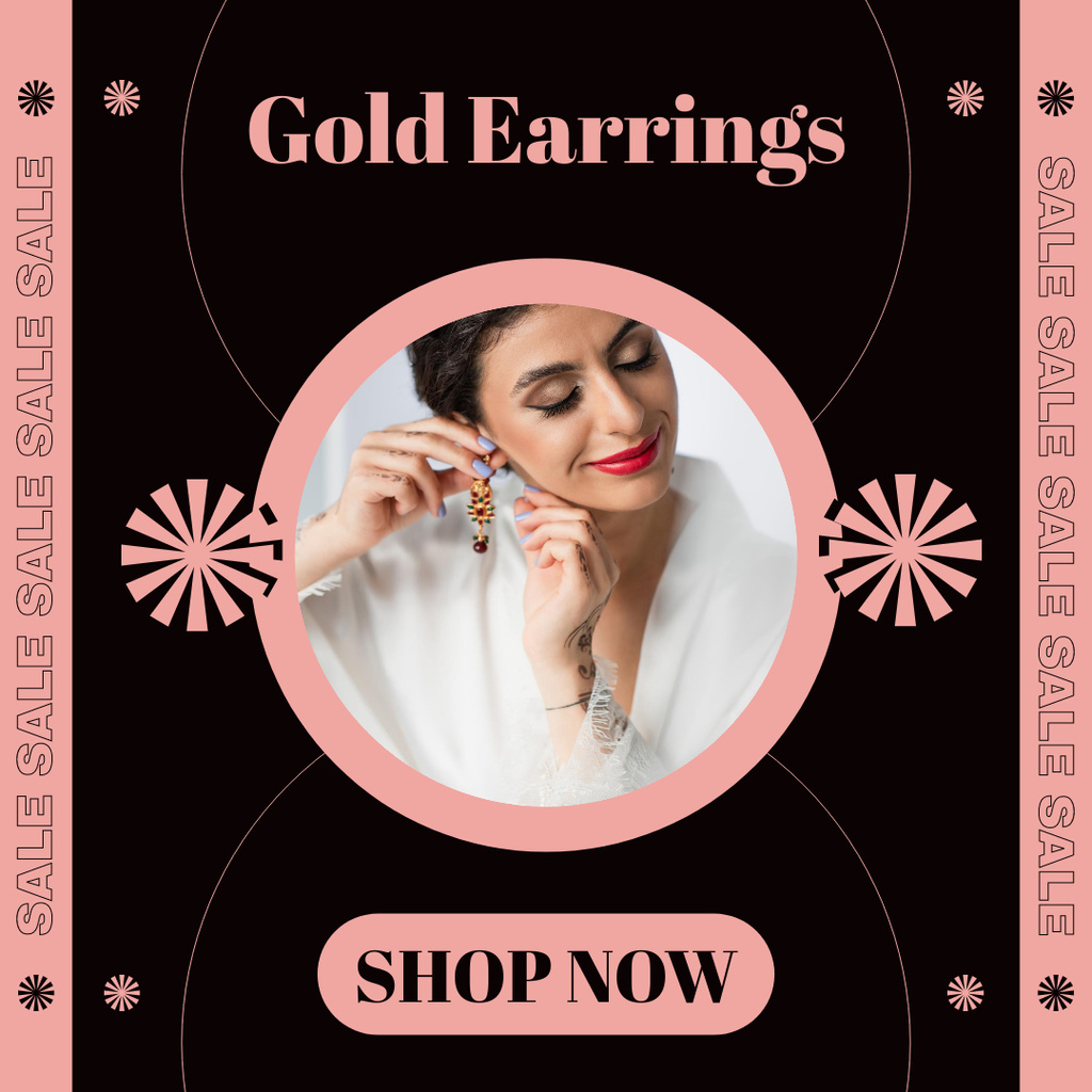 Designvorlage Sale Offer Women's Earrings für Instagram