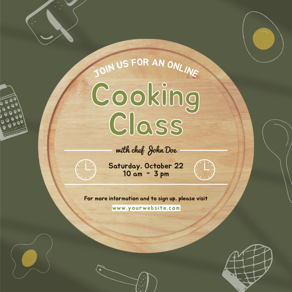 Cooking Class Announcement Instagram Modelo de Design