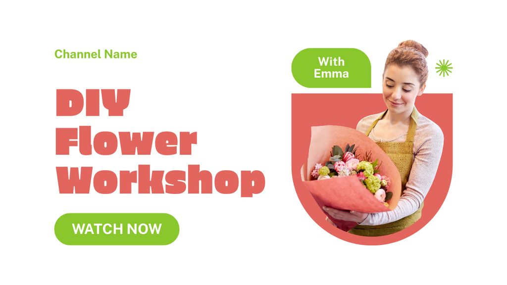 Designvorlage Promo of Online Flower Workshop für Youtube Thumbnail
