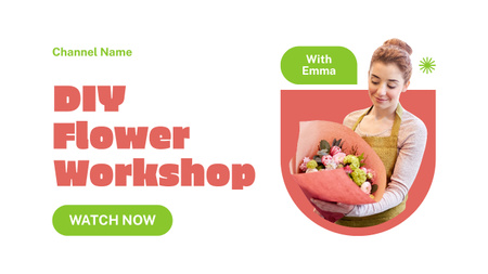 Promoção do Workshop Online de Flores Youtube Thumbnail Modelo de Design
