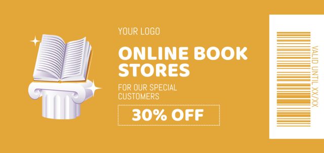 Modèle de visuel Offer by Online Bookstore on Yellow - Coupon Din Large