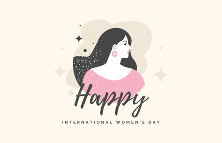 Worldwide Women's Equality Day Greeting With Woman's Profile Thank You Card 5.5x8.5in Design Template