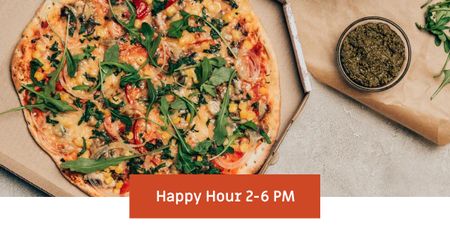 Italian Pizza Happy Hour promotion Facebook AD Design Template