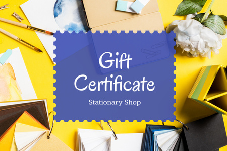 Designvorlage Geschenkgutschein für Schreibwarengeschäft für Gift Certificate