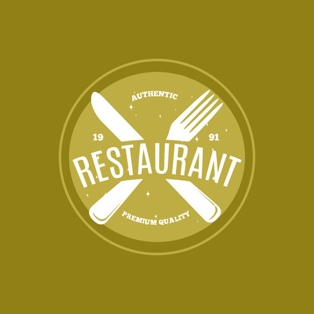 Restaurant Promotion with Tableware Logo Tasarım Şablonu