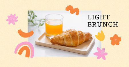 Breakfast with Croissant and Orange Juice Facebook AD Design Template