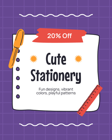 Shop Specials On Cute Stationery Items Instagram Post Vertical Design Template