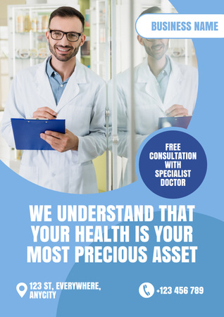 Medical Healthcare Services with Friendly Doctor Poster – шаблон для дизайну