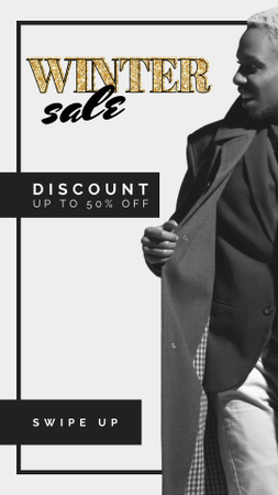 Winter Sale Announcement with Stylish Young Guy Instagram Story Design Template