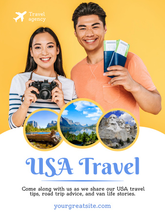 Enriching Travel Tour Offer Around USA Poster 36x48in – шаблон для дизайну