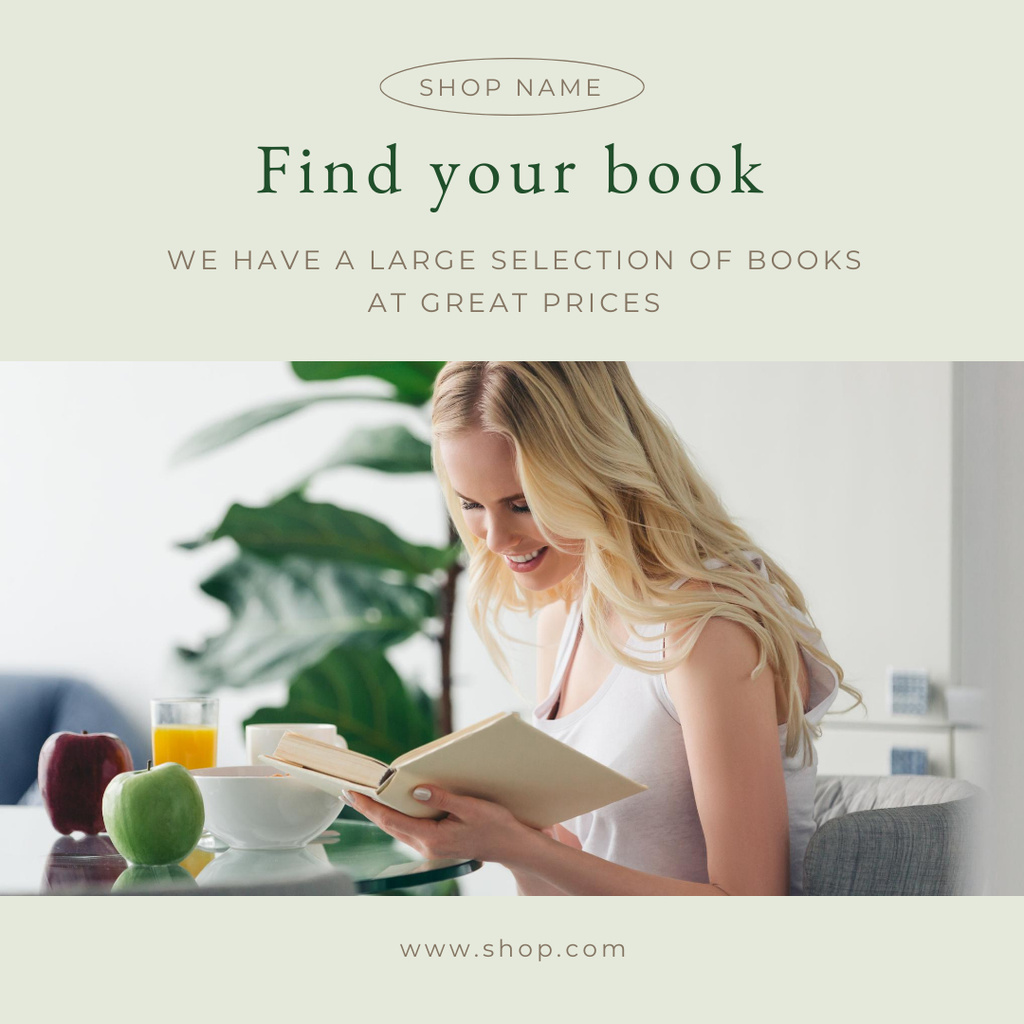 Designvorlage Find Your Book In Our Store für Instagram