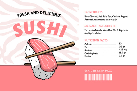 Fresh Delicious Sushi Label Design Template