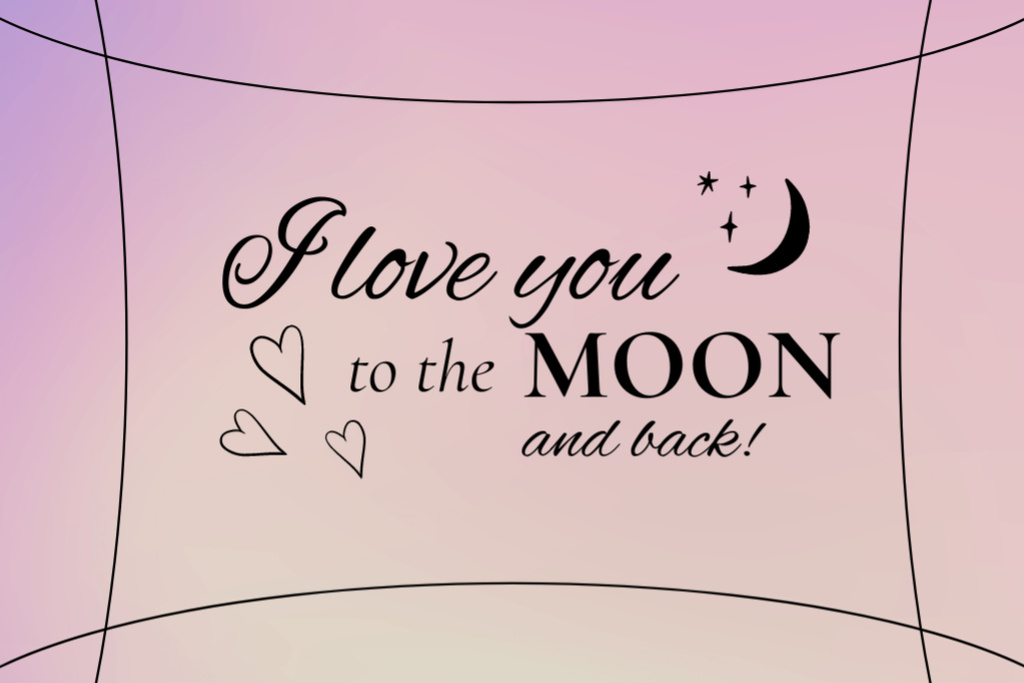 Cute Love Quote on Valentine's Day on Pink Postcard 4x6in Tasarım Şablonu