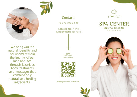 Spa Services Offer with Women in Treatments Brochureデザインテンプレート